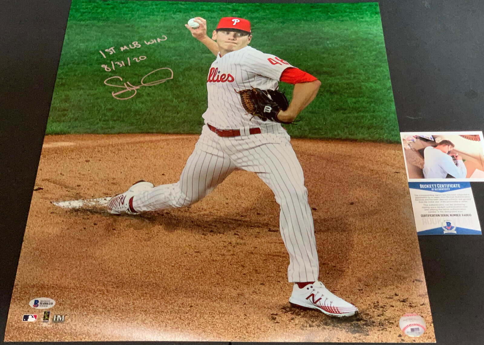 Spencer Howard Phillies Auto Signed 16x20 Photo Poster painting BECKETT ROOKIE COA 1st Win .