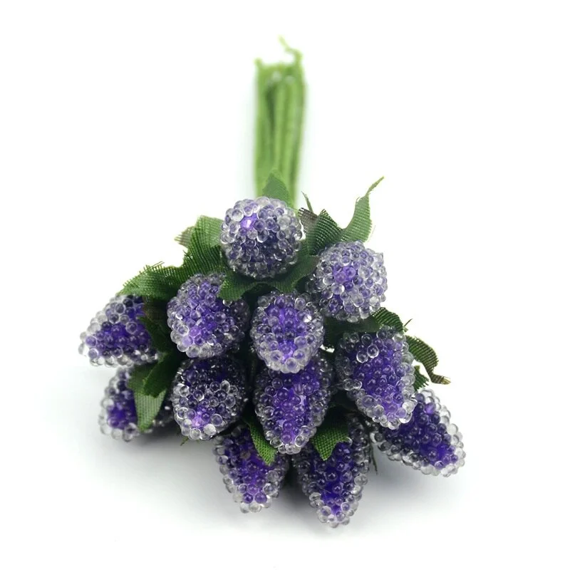 12pcs Artificial Fruit Stamen Glass Berries For Wedding Christmas Decoration Simulation Fake Strawberry DIY Scrapbooking Crafts