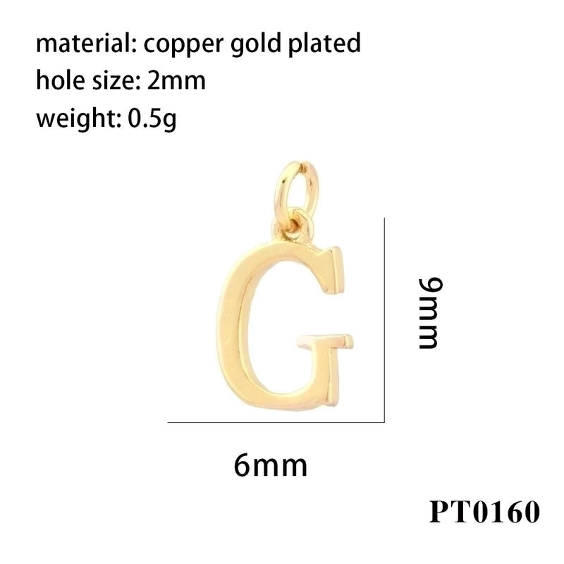 Minimalist Letter Copper Plating 18k Gold Plated Charms