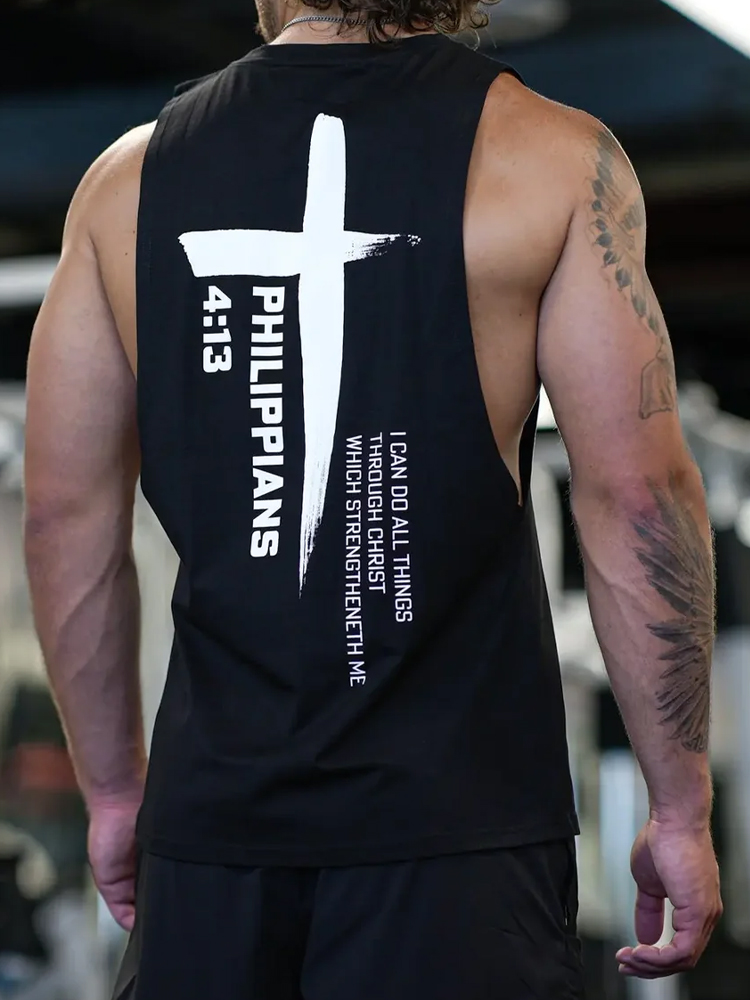 Phil 4:13 GYM Oversized Print Tank Top