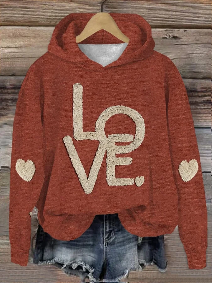 Women's Valentine's Day LOVE Printed Hooded Sweatshirt