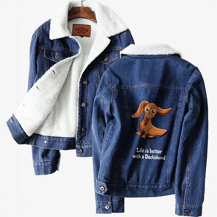 Life Is Better With A Dachshund, Dachshund Classic Lined Denim Jacket