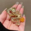 Gorgeous Sparkling Golden Dragon Brooch
