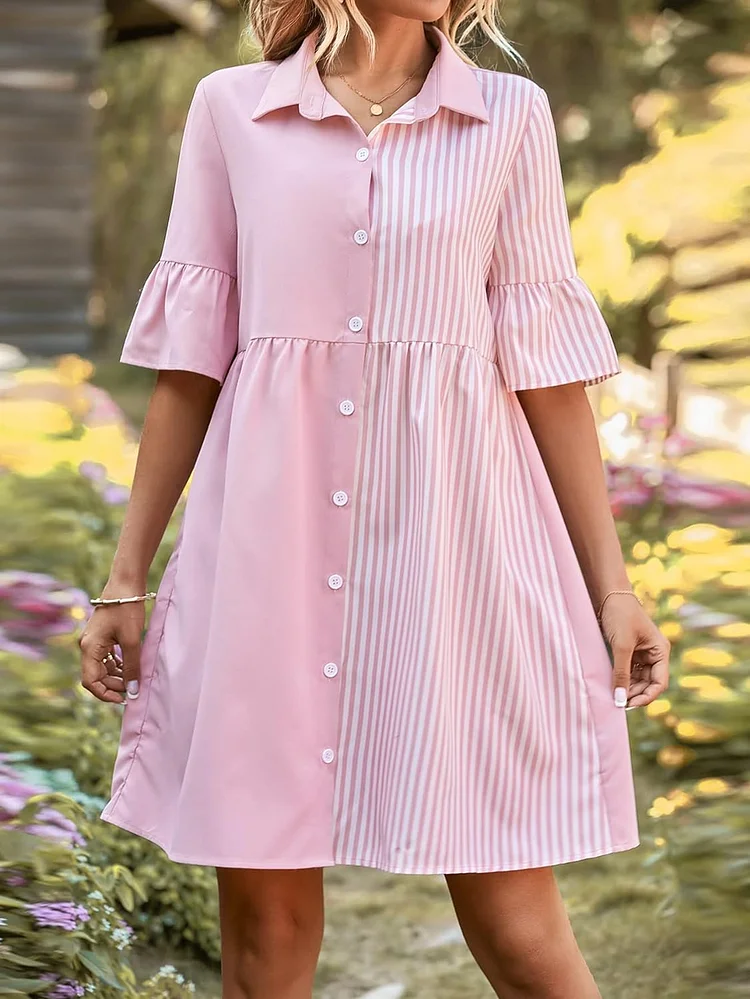 Women'S Striped Patchwork Casual Dress