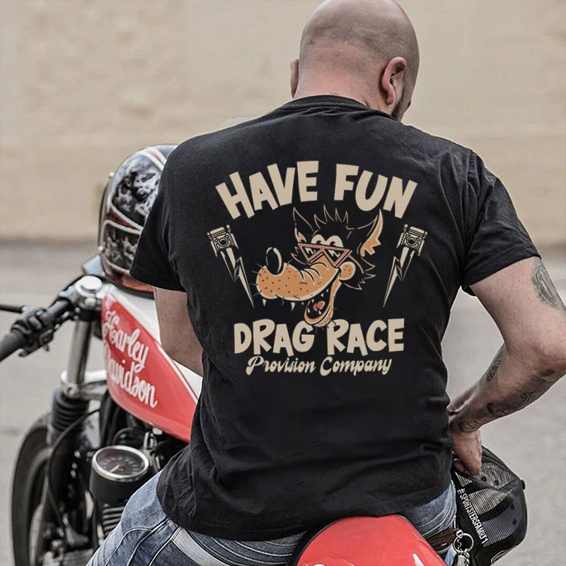 HAVE FUN DRAG RACE Wolf Print Men's T-shirt