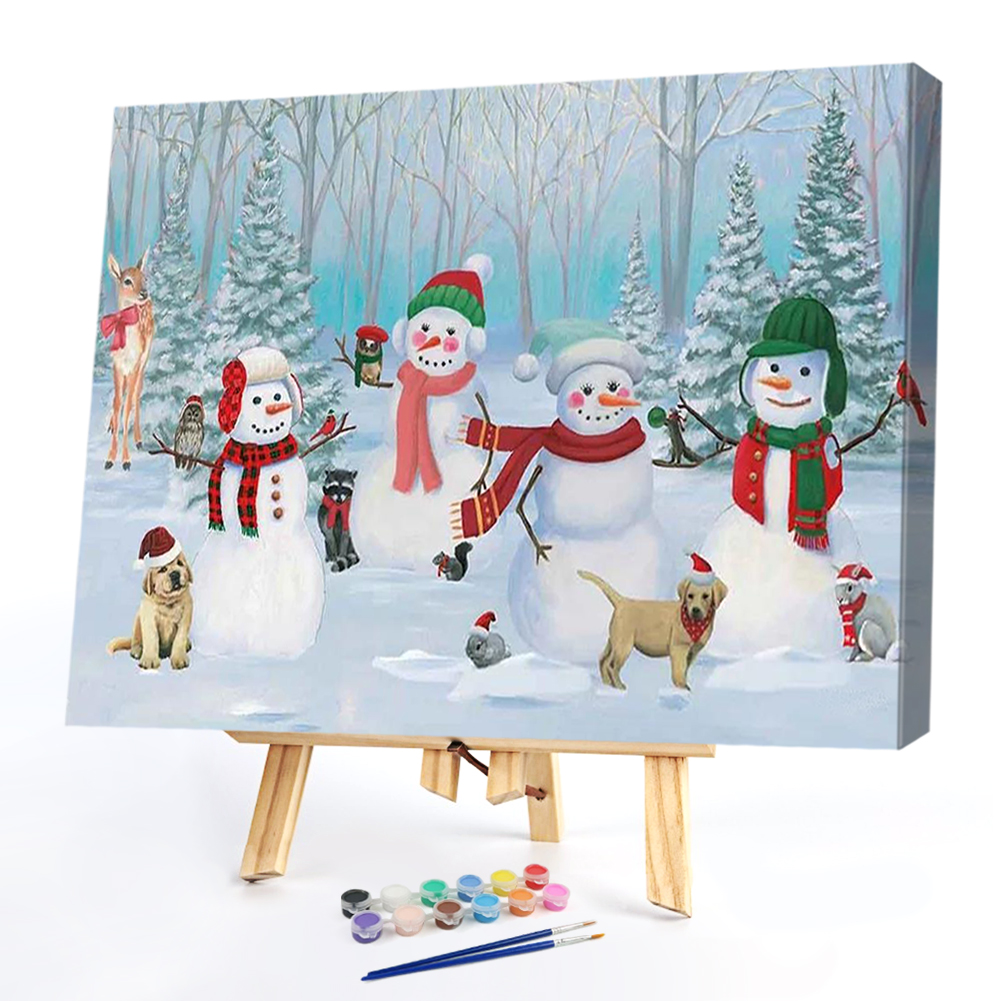 

50*40CM - Paint By Numbers - Snowman and Dog, 501 Original