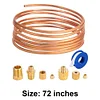 72 Inch Oil Pressure Line Gauge Kit Copper Set of Copper Tube and Threaded Parts