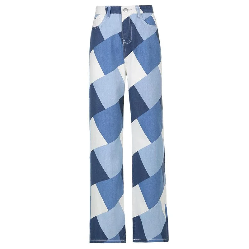 High waist argyle trousers