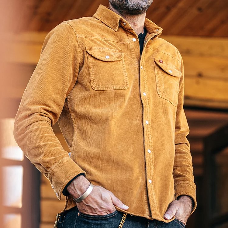 Vintage Corduroy Long Sleeve Casual Shirt