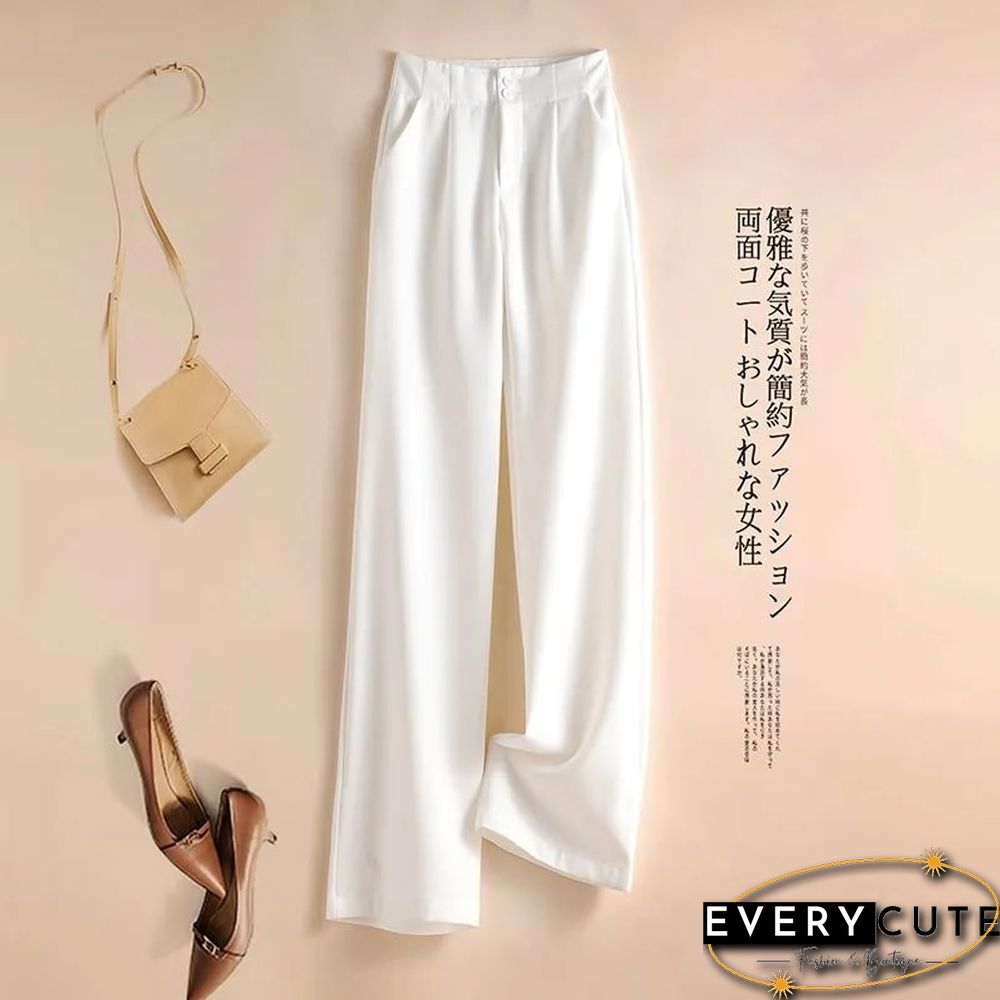 Fashion Loose Office Lady Wide Leg Pants Casual Korean Women Elastic High Waist Straight Trousers Summer Suit Pants New