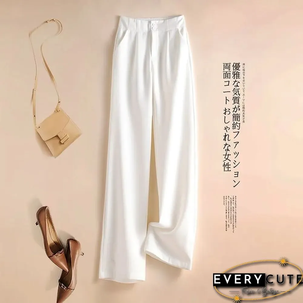 Fashion Loose Office Lady Wide Leg Pants Casual Korean Women Elastic High Waist Straight Trousers Summer Suit Pants New