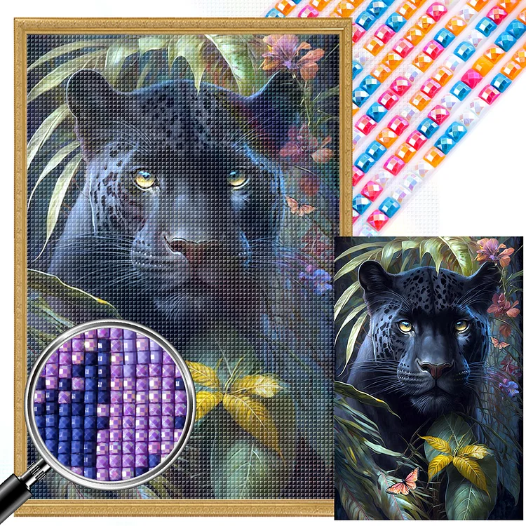 Black Panther 40*60CM (Canvas) AB Round Drill Diamond Painting gbfke