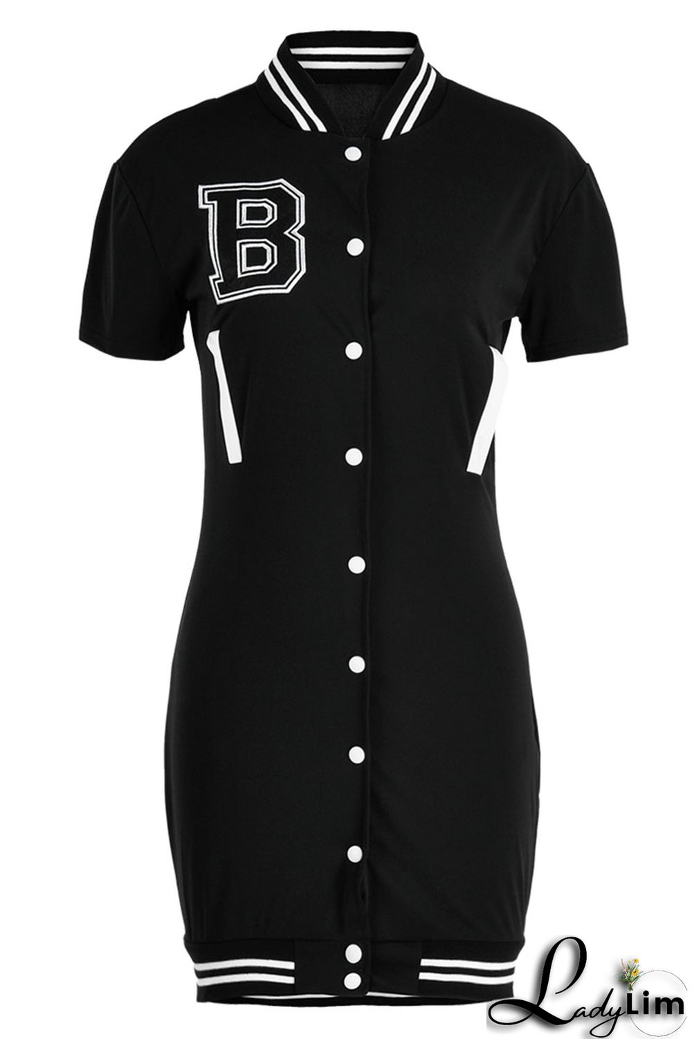 Black Casual Solid Embroidered Split Joint Buckle Straight Dresses