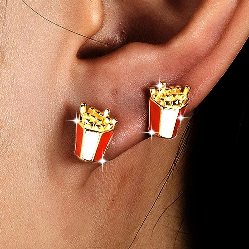 1 Pair 925 Sterling Silver Zircon Rainbow Devil'S Eye Candy Ear Studs