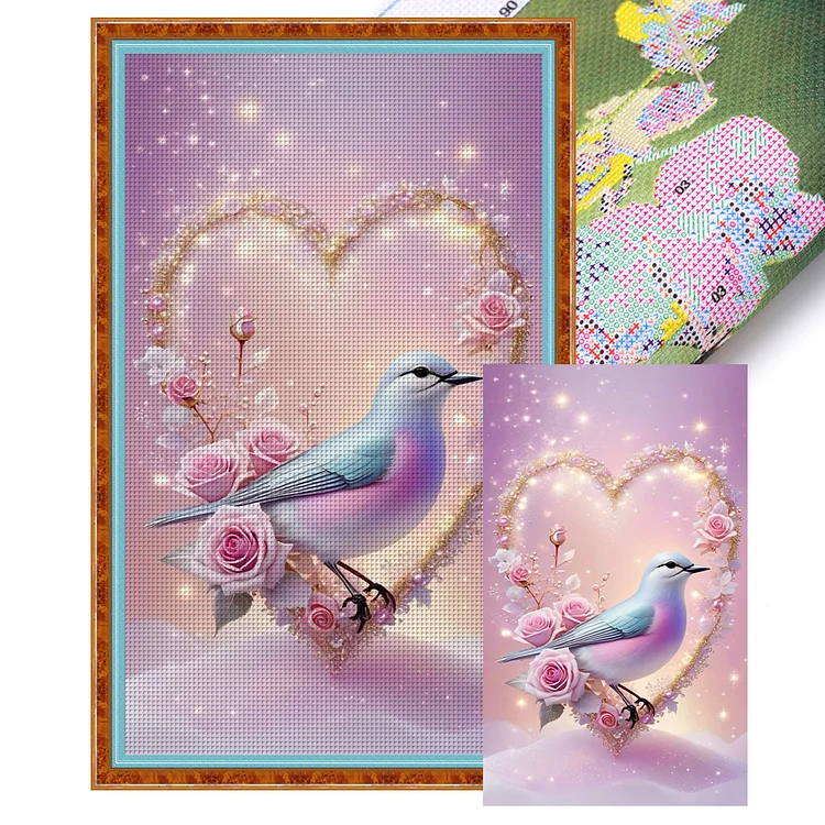 【Huacan Brand】Love Roses And Hummingbirds 14CT Stamped Cross Stitch 35*60CM