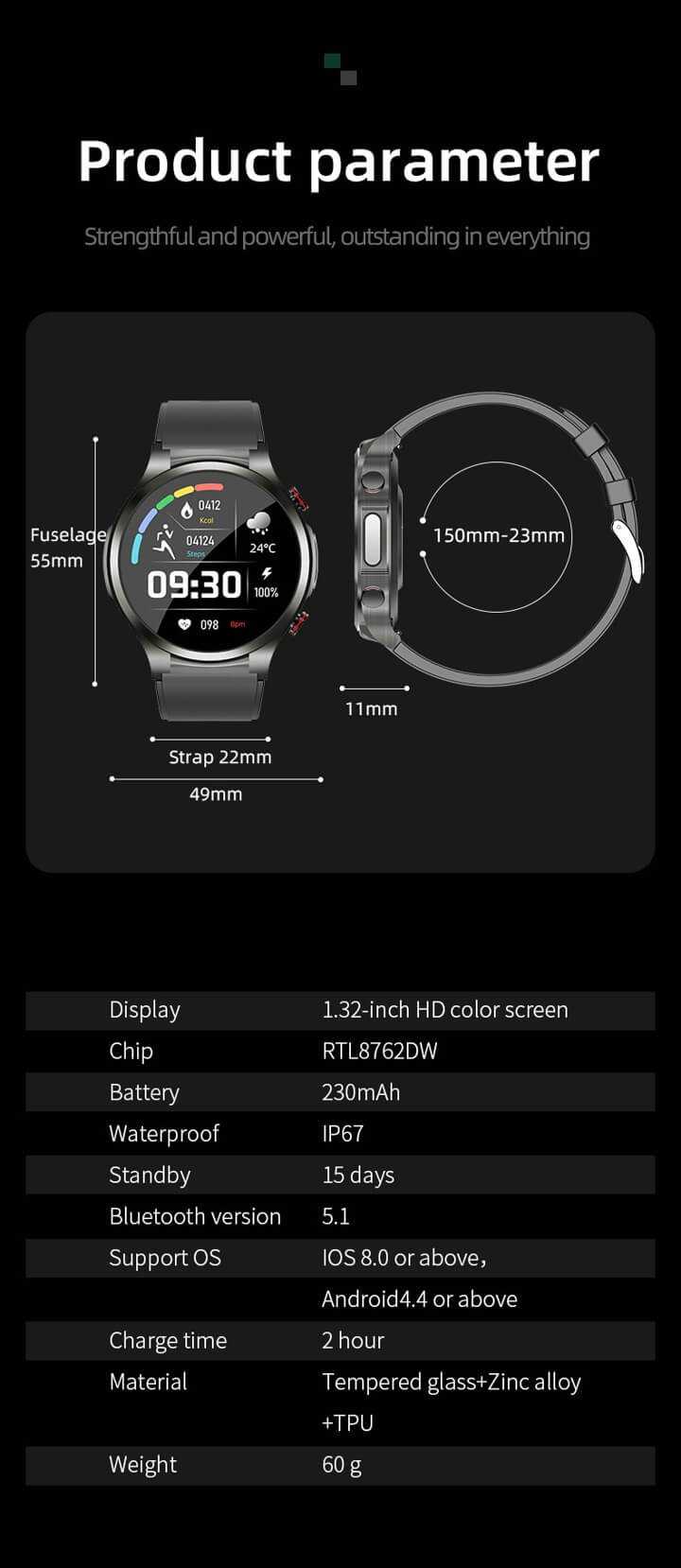 Findtime S43 Smart Watch with Glucose Monitor