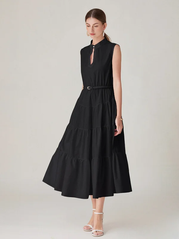 Minimalist Style Sleeveless Slim Midi Dress