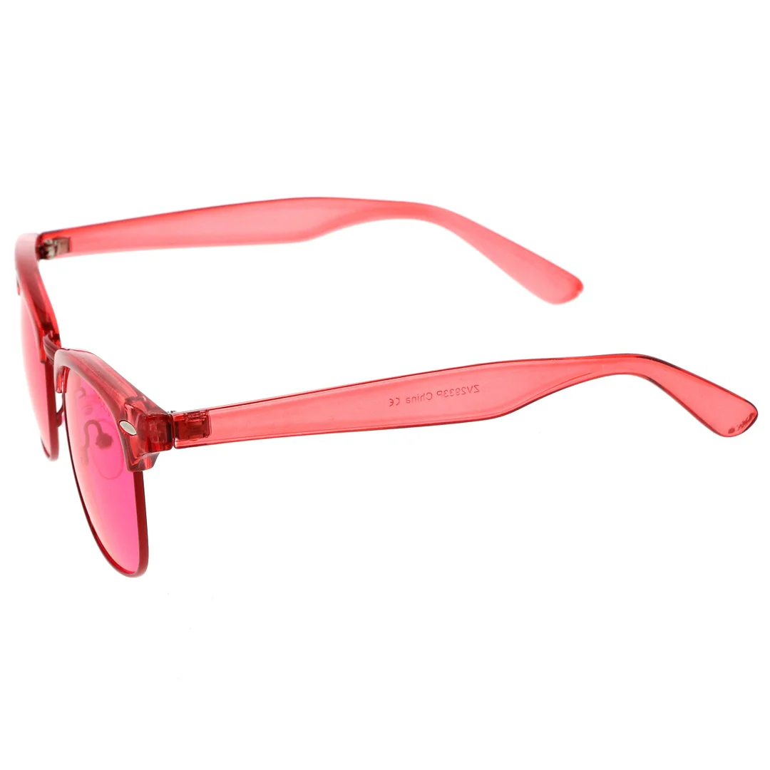 Classic Translucent Horn Rimmed Square Color Tinted Lens Half Frame glasses 49mm