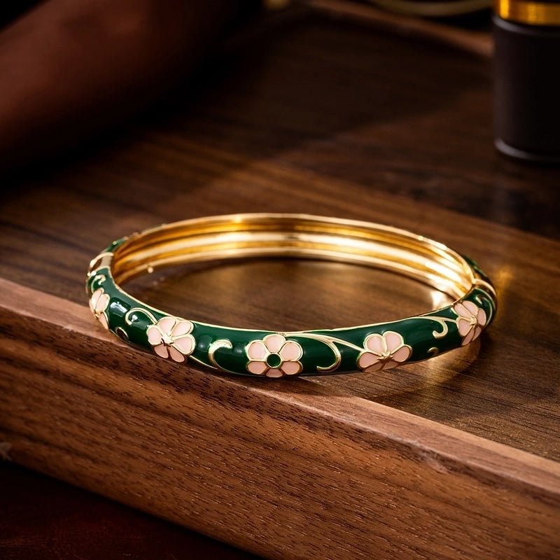 Retro Flower Copper Bangle