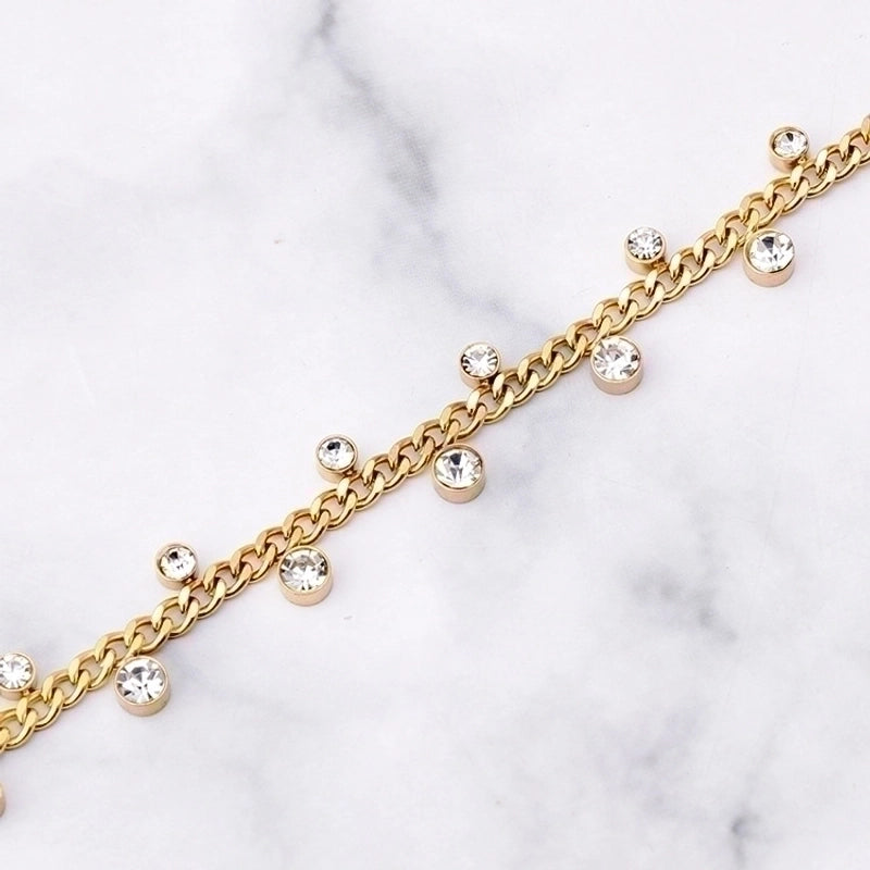 Fashion Geometric Titanium Steel Inlaid Zircon Bracelets