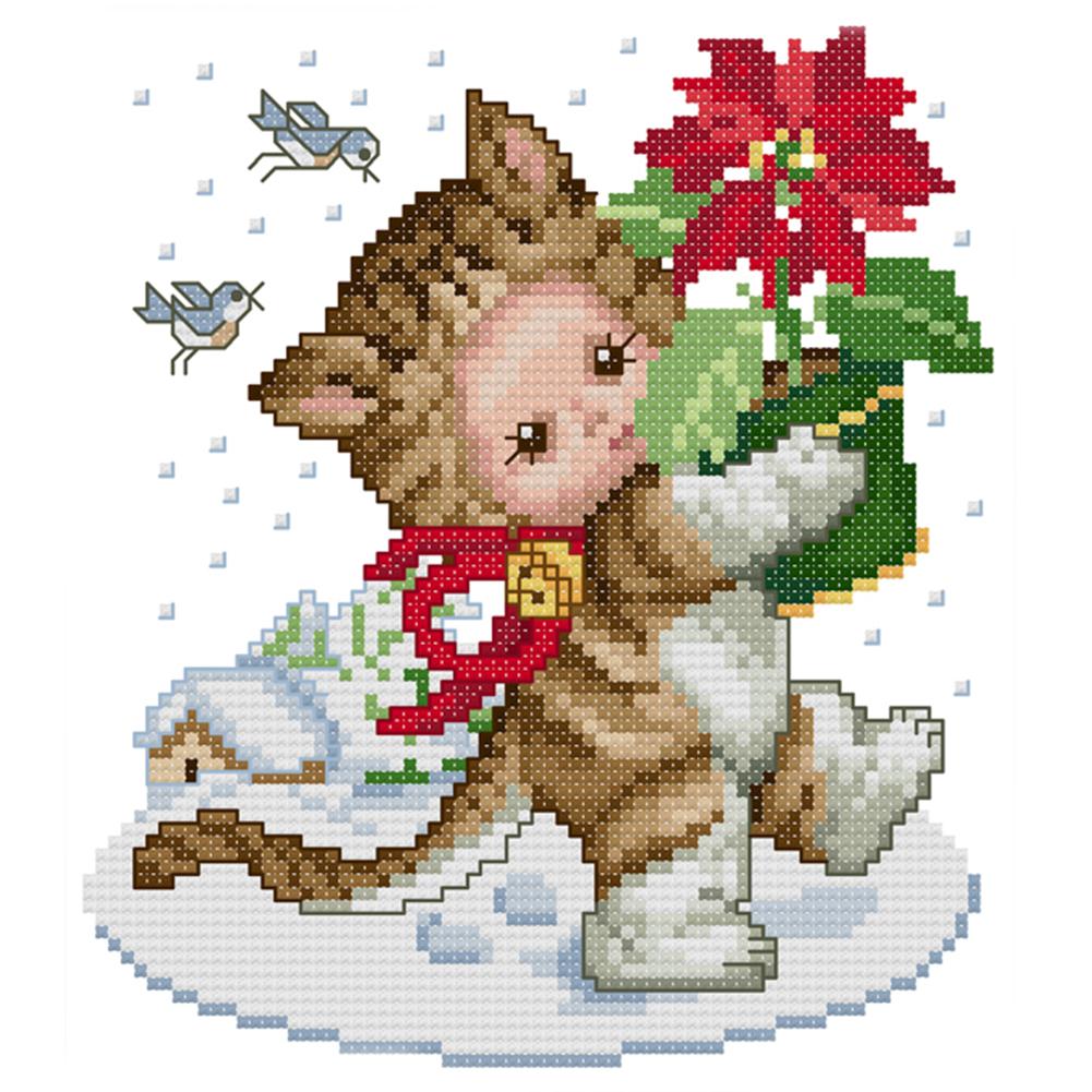 

Christmas Cat Baby - 14CT Stamped Cross Stitch - 21*19cm, 501 Original