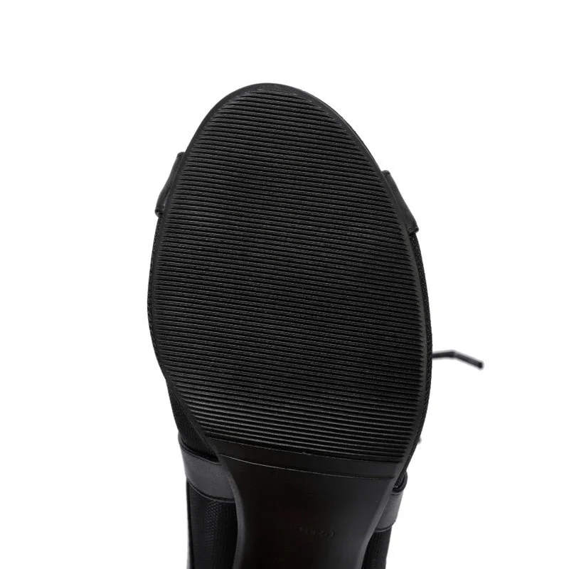 2022 New Latin For Dancing Shoes High Top Women Ballroom Boots Soft Soles Ladies Tango Salsa Mesh Dance Shoes High Heels Outdoor