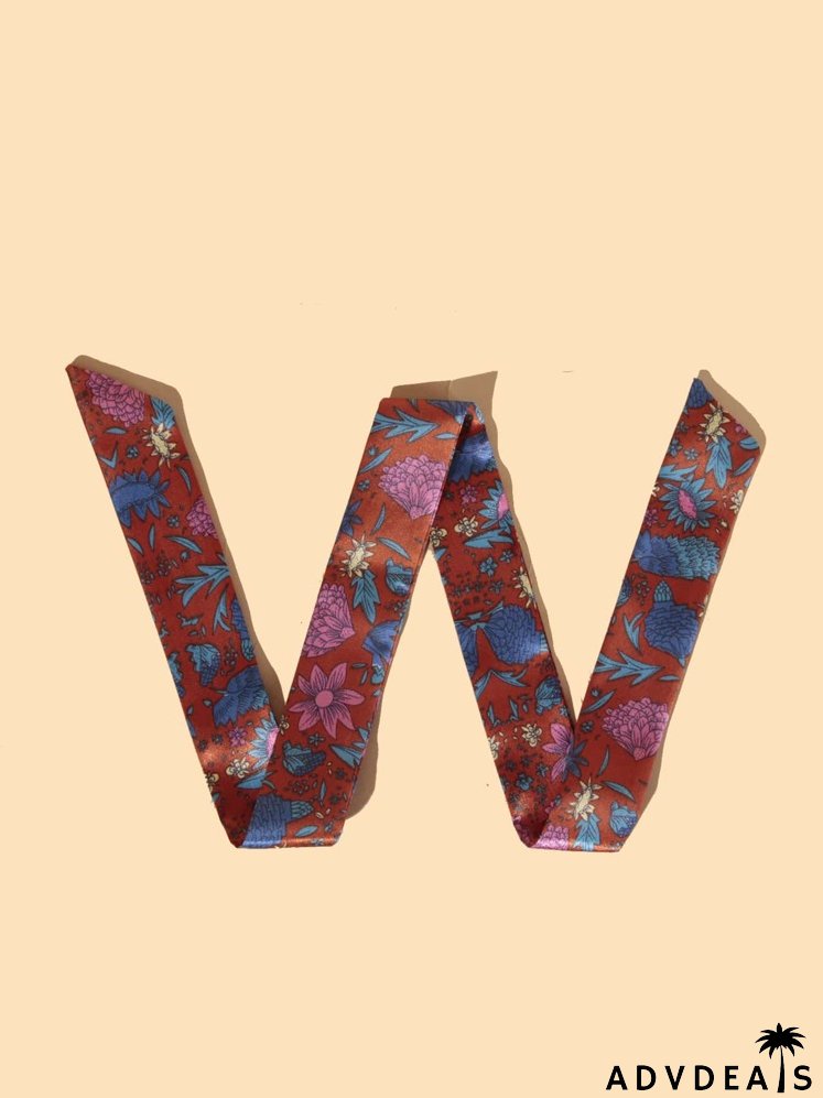 Flower Print Twilly Scarf