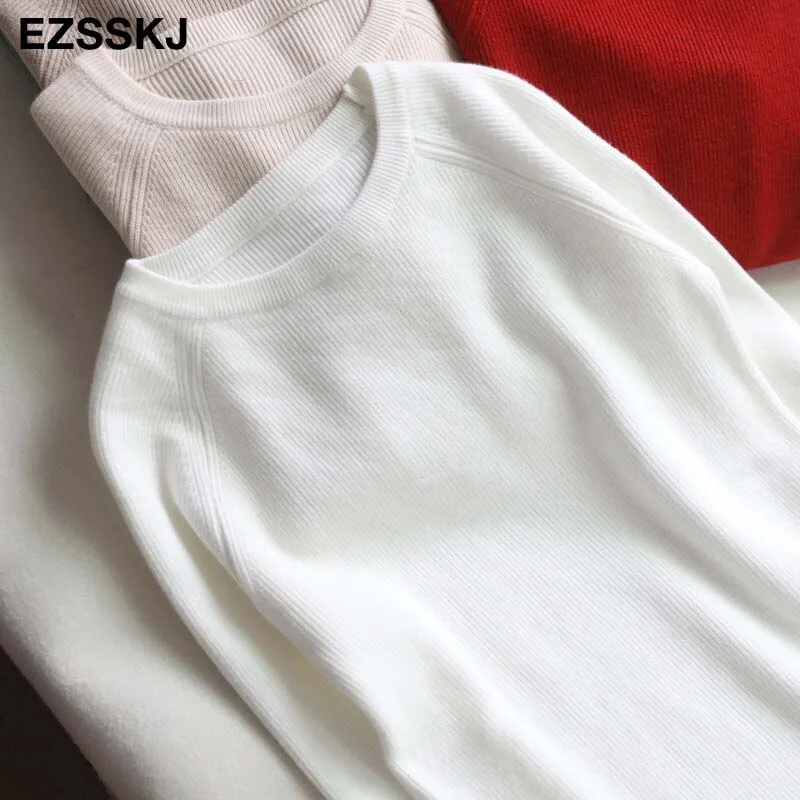 casual basic autumn winter thick Sweater Women long sleeve o-neck Soft Knit sweater Pullovers solid female  Jumper top