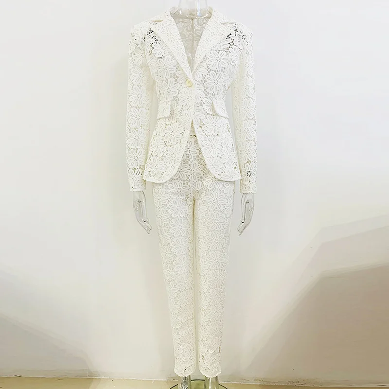 Nigikala Nigikala New Star Fashion Water-Soluble Lace Suit Small Foot Trousers Set Two Sets