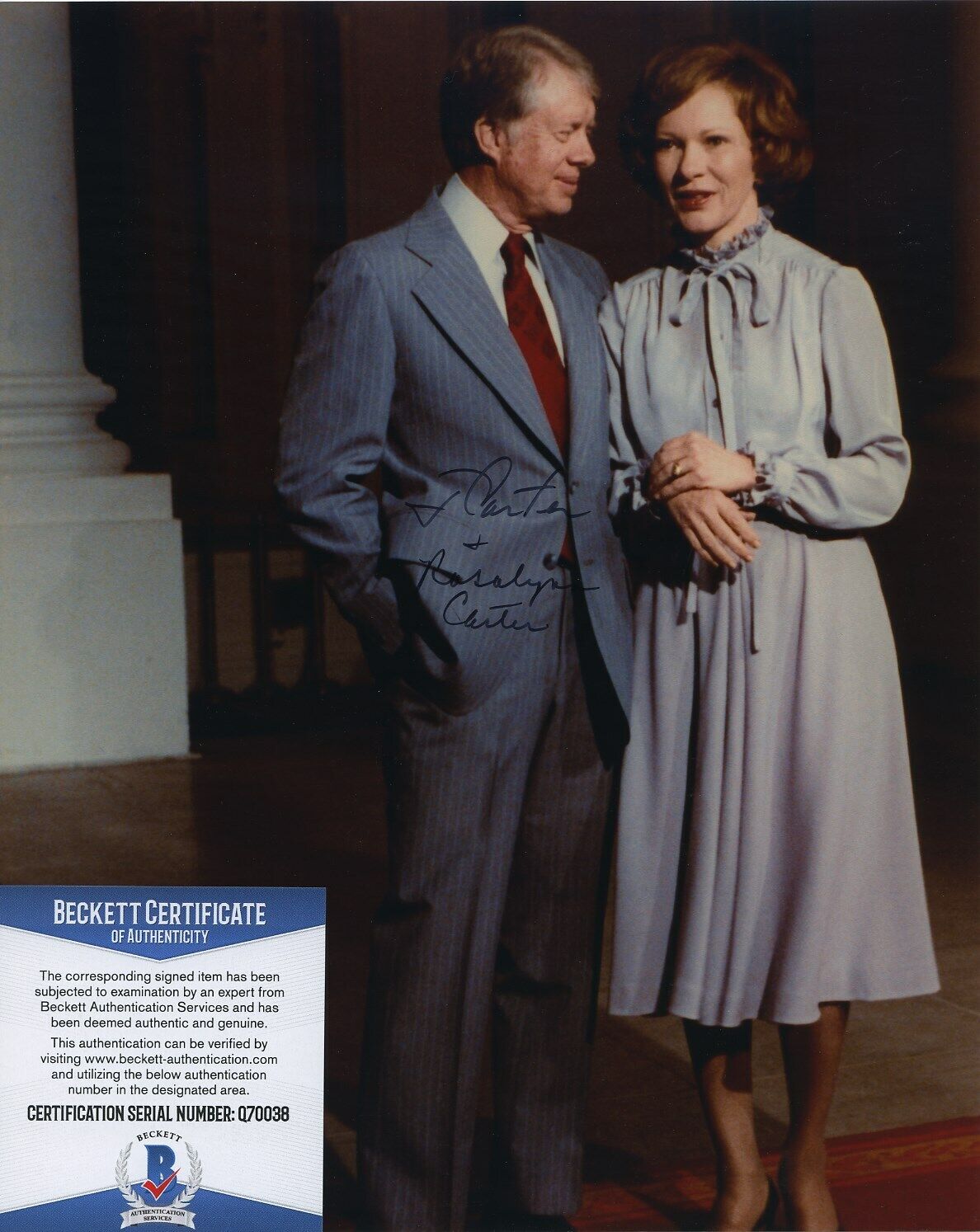 JIMMY CARTER & ROSALYNN CARTER SIGNED AUTOGRAPHED COLOR 8X10 Photo Poster painting BAS COA