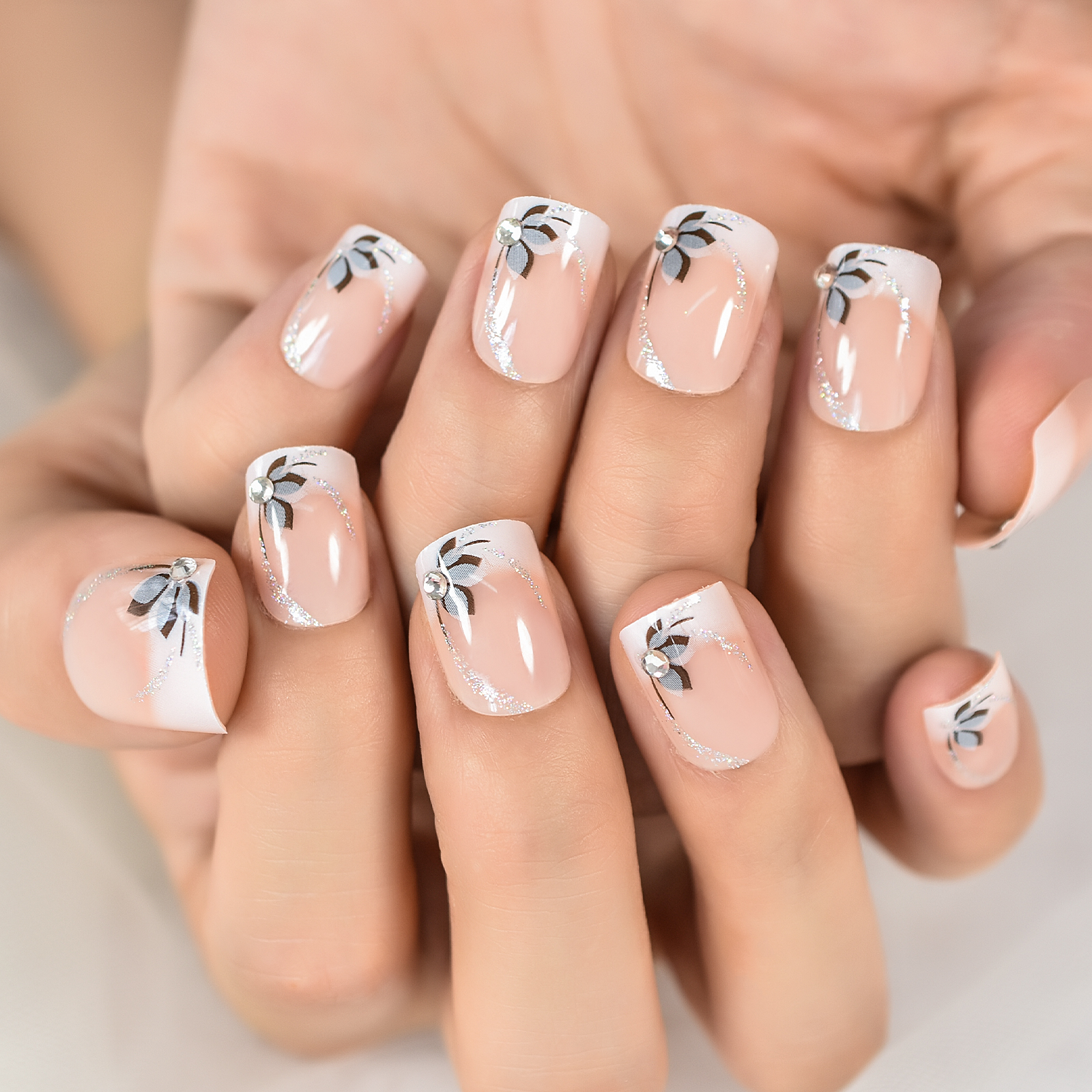 Bonushev Golden Glitter Press On Nails – Simple Summer Nails with Reusable Design  