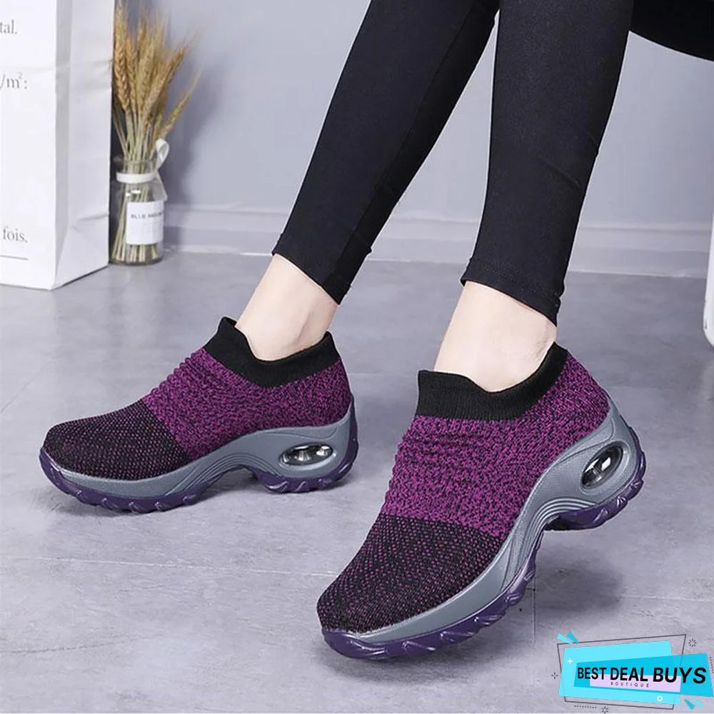 Women Breathable Mesh Slip-On Air Cushion Casual Sneaker Shoes