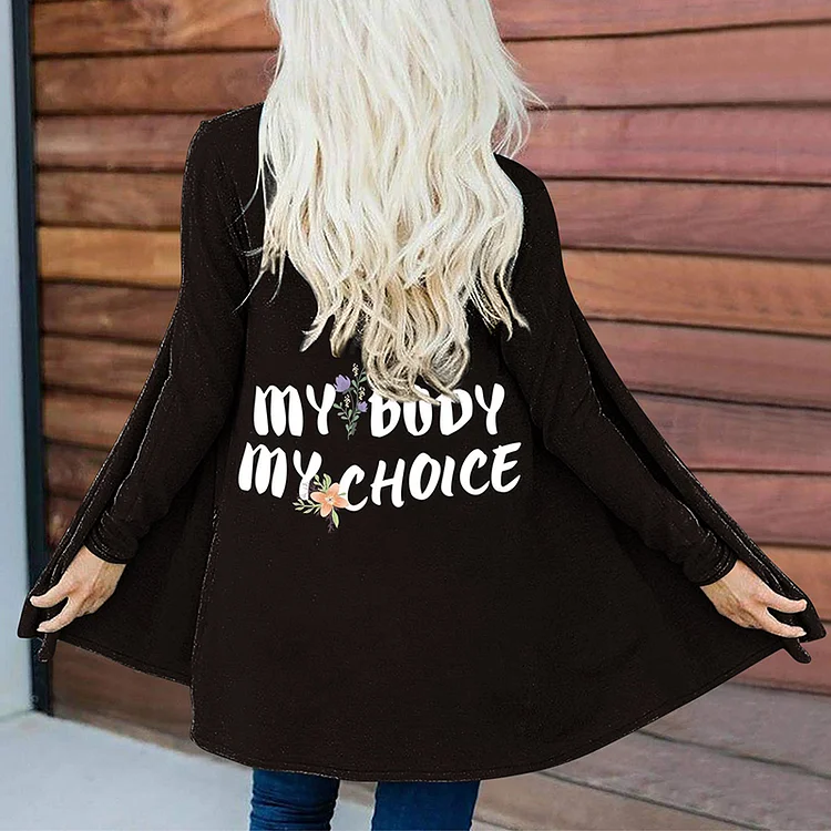 Vefave My Body My Choice Casual Cardigan