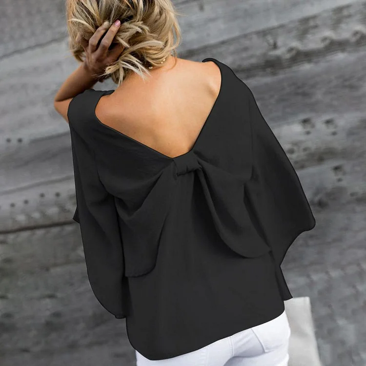 V-Neck Bowknot Blouses | 168DEAL