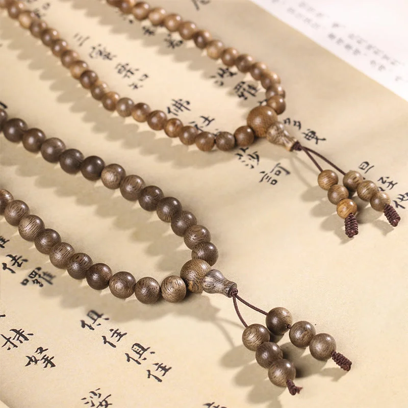 Authentic Brunei Old Material Agarwood 108 Buddhist Beads Bracelet Rosary Necklace