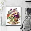 (Stamped/Counted) Flowers In Tea Cup - 18CT Cross Stitch 20*25cm/7.87*9.84in