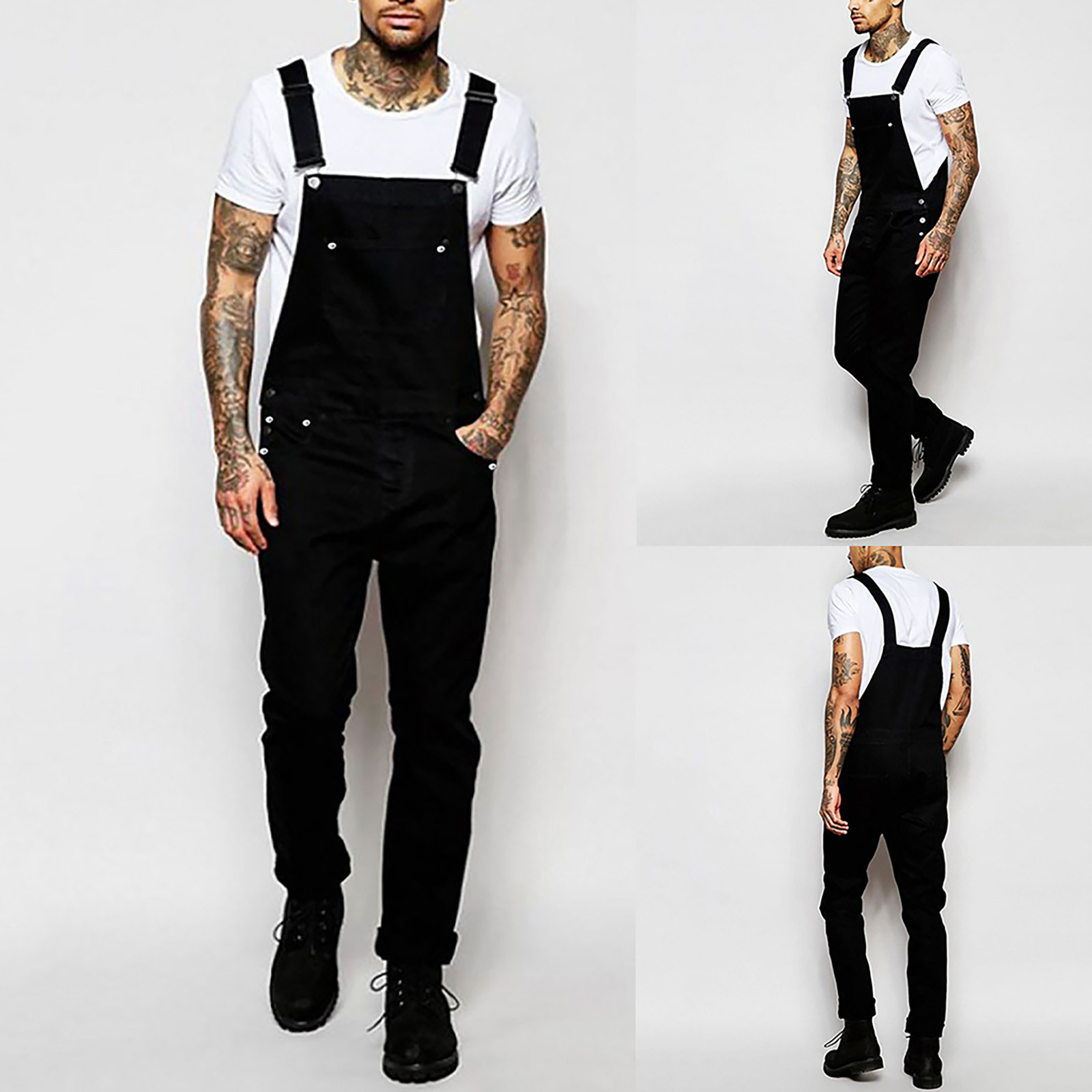 Black Jeans Autumn Mens Slip Suspender Overall Jeans Mens Streetwear Pants Overall Jumpsuit Pocket Men'S Pants джинсы мужские | Thingsroom
