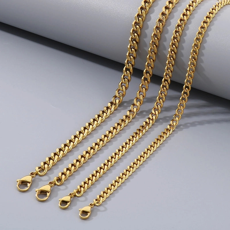 Fashion Simple Bracelet Stainless Steel Six-Sided Grinding Chain Choker Necklace