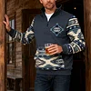 💥2025 New Arrivals!Mens Western Fleece Jacket Cowboy Bull Head Print Pullover 1/4 Zip Up Stand Collar Country Sweatshirts Western Gifts For Men With Pocket