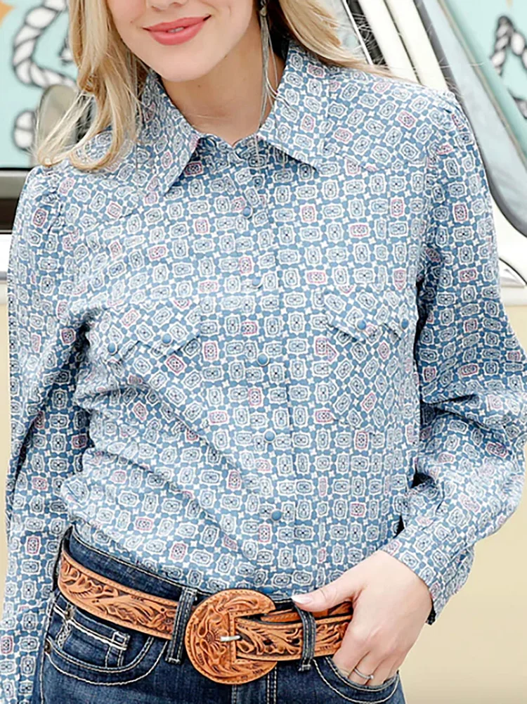 Western Vintage Button Down Long Sleeve Shirt