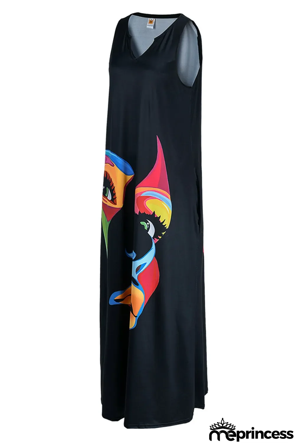 White Casual Print Patchwork V Neck Straight Dresses