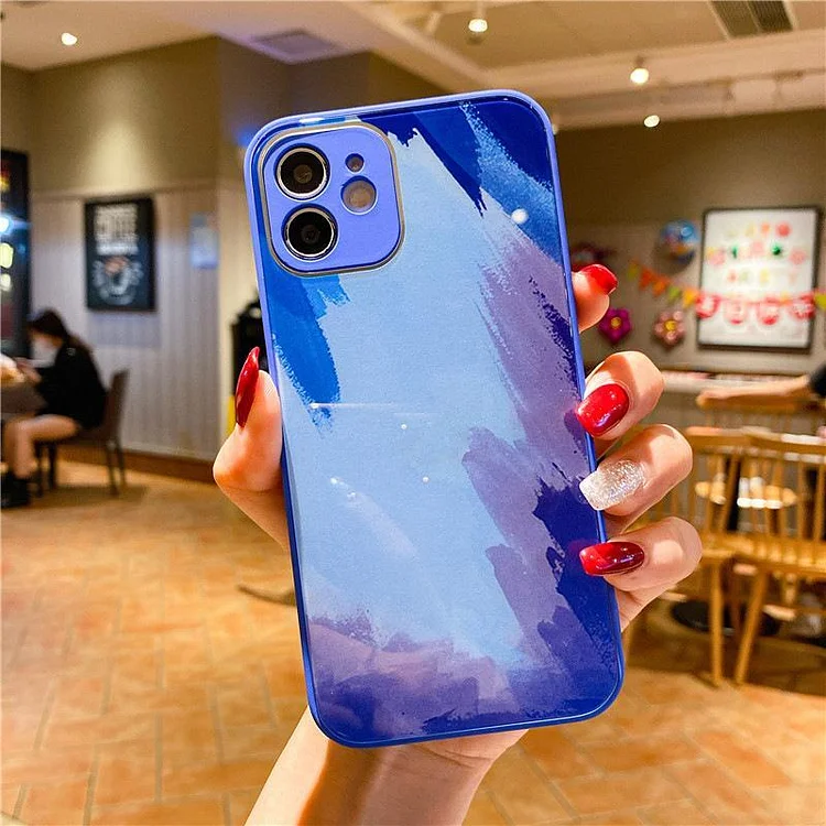 Watercolor Ink Glass Case For iPhone