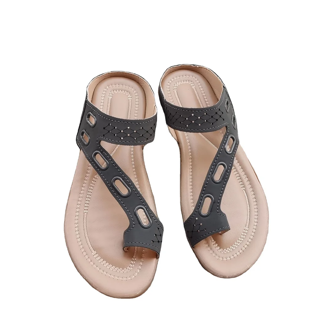 Yyvonne Clip Toe Slippers Hollow Splicing Flat Bottom Leisure 414243 Large Code Cold Drag