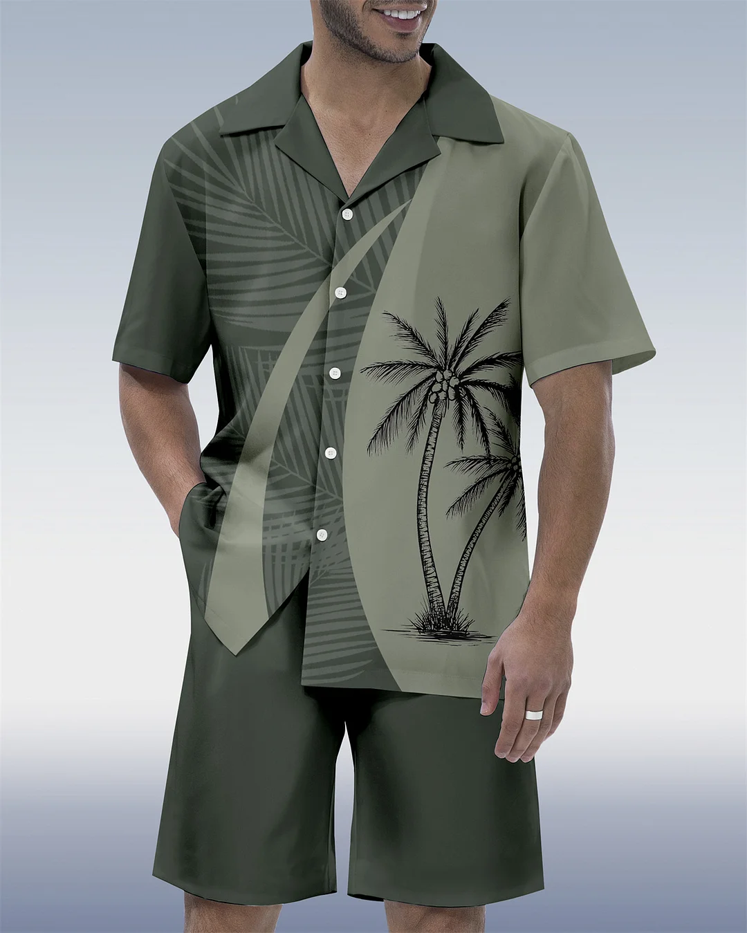 Men's Hawaii Vacations Cuban Collar Short Sleeve Shirt Set