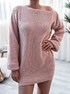 Solid Color Long Sleeves Sweater Dress