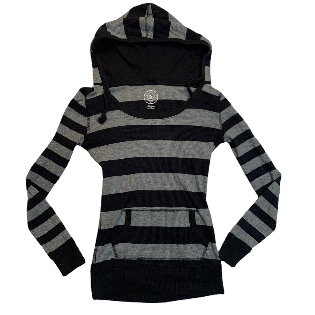 Churchf Churchf Ebay Winter Women's Color Black Stripe Long Sleeve Hooded Top Basic Female