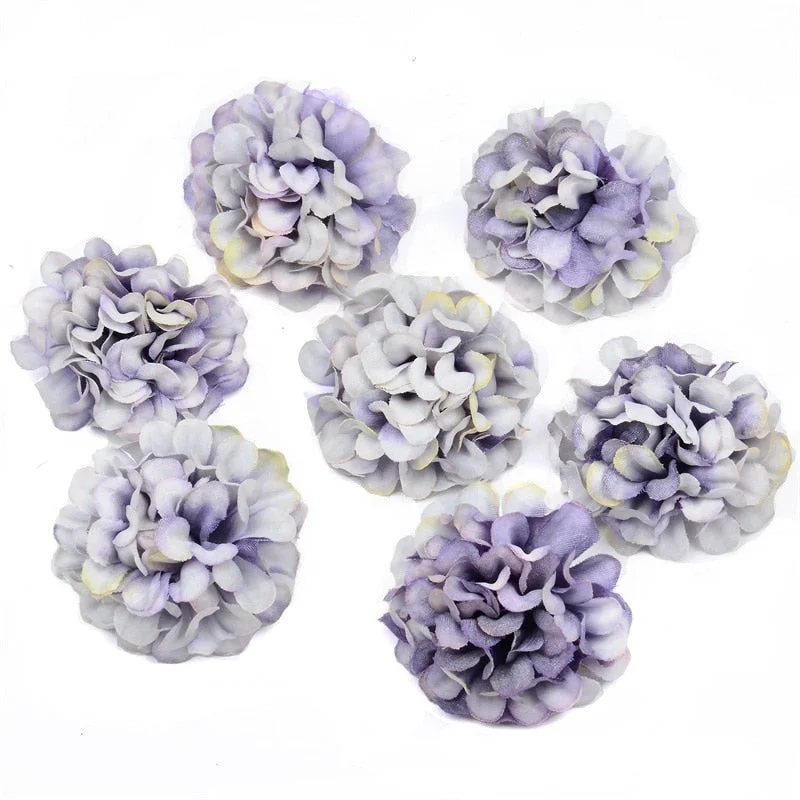 10pcs/lot Artificial Flower Silk Hydrangea Head For Wedding Decoration DIY Wreath Scrapbooking craft Cheap Fake Flowers