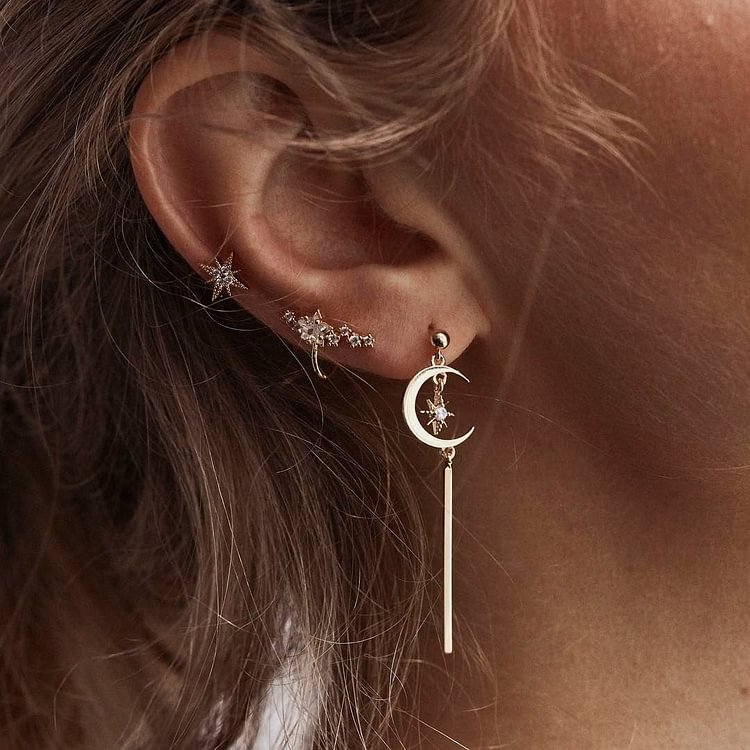 Jewelry-Bohemian Retro Star Moon Earrings Sets - Chicaggo