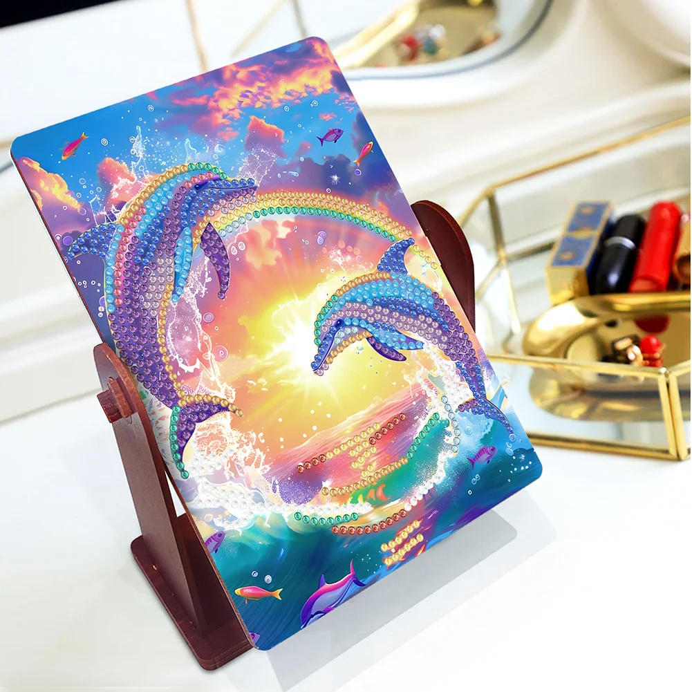 Jumping Dolphin Special Shape Diamond Painting Mirror Table Top Diamond Mirror