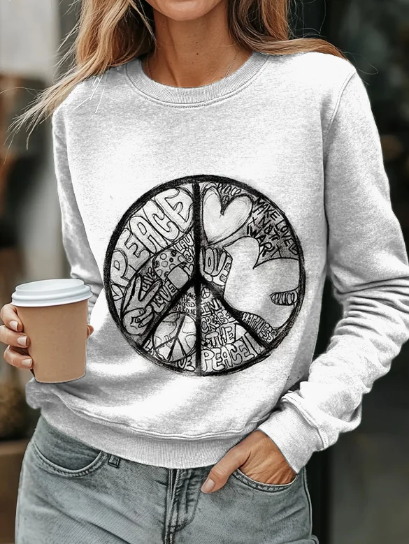 Hippie Art Print Casual Sweatshirt